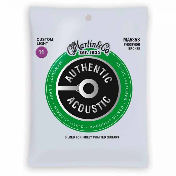 סט מיתרים לגיטרה אקוסטית מרטין Martin MA535S Phosphor Bronze Acoustic Guitar Strings - 11-52 Silked