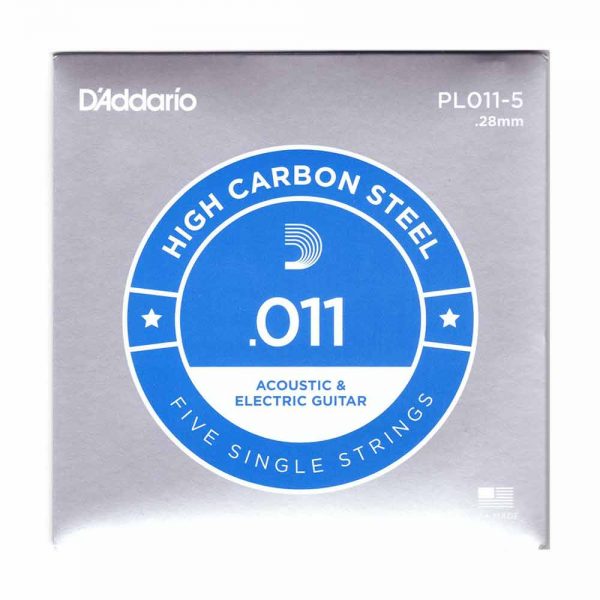 מיתר בודד לגיטרה דדריו 0.11 - מארז 5 סטים - Daddario PL011-5 Plain Steel Single