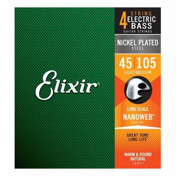 סט מיתרים לגיטרה בס אליקסיר - 45-105 - ELIXIR 14077 Bass NANOWEB® Nickel Plated Steel
