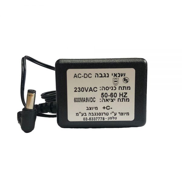 שנאי קיר מיוצב 600 מיליאמפר 9V טרנסנגבה - TRANS6009V Effects Power Supply
