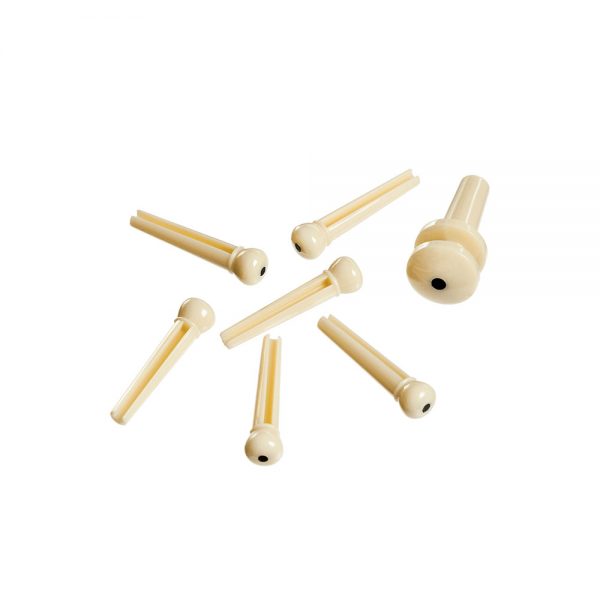 פינים מפלסטיק לבן לגיטרה אקוסטית - Daddario Planet Waves PWPS12 White Plastic Bridge Pins with End Pin Set