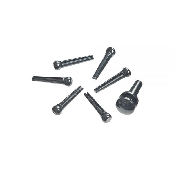 פינים מפלסטיק שחור לגיטרה אקוסטית - Daddario Planet Waves PWPS9 Black Plastic Bridge Pins with End Pin Set