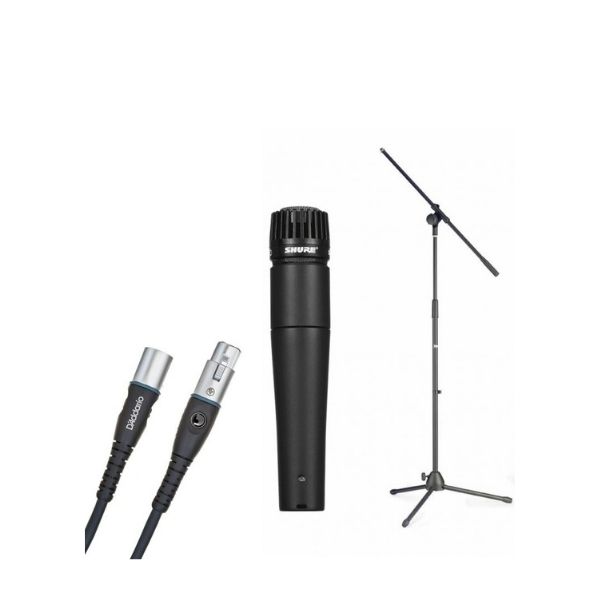 חבילת מיקרופון דינמי שור עם כבל וסטנד - Shure SM57 Dynamic Instrument Microphone Bundle with cable and stand