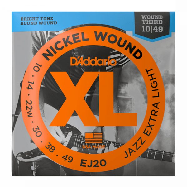 סט מיתרים לגיטרה חשמלית דדריו 10-49 - Daddario EJ20 Nickel Wound Electric Guitar Strings