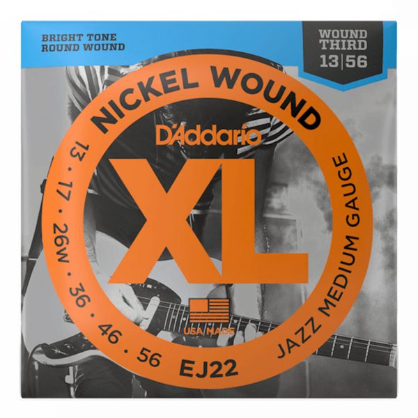 סט מיתרים לגיטרה חשמלית דדריו 13-56 - Daddario EJ22 Nickel Wound Electric Guitar Strings