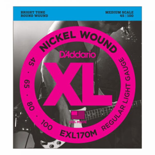 סט מיתרים לגיטרה בס דדריו 45-100 - Daddario EXL170M Nickel Wound Medium Bass Guitar Strings