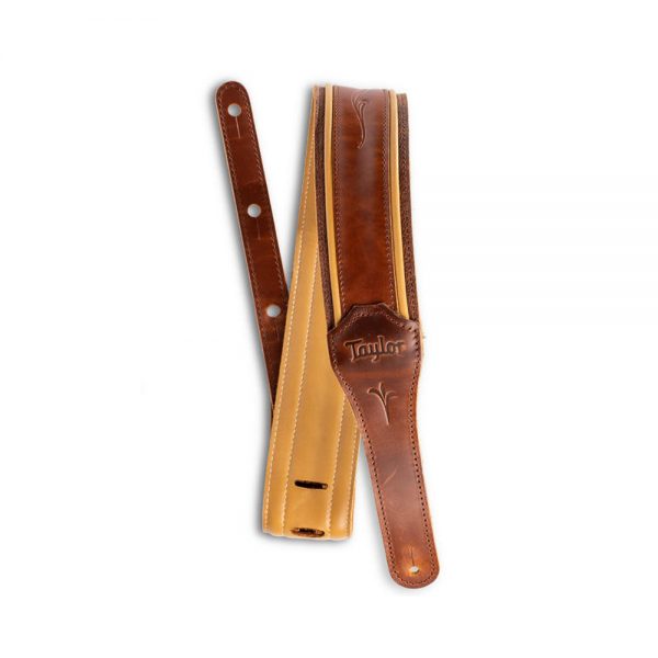 רצועת עור חום עיטור עלי גפן לגיטרה טיילור - Taylor 4123-25 - Spring Vine Leather Strap