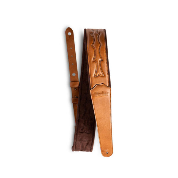 רצועת דמוי עור טבעוני חום עם ריקוע לגיטרה טיילור - Taylor 4202-27 - Vegan Leather Strap