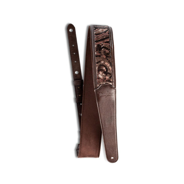 רצועת דמוי עור טבעוני חום שוקולד בעיטור פייטים לגיטרה טיילור - Taylor 4204-22 - Vegan Leather Strap