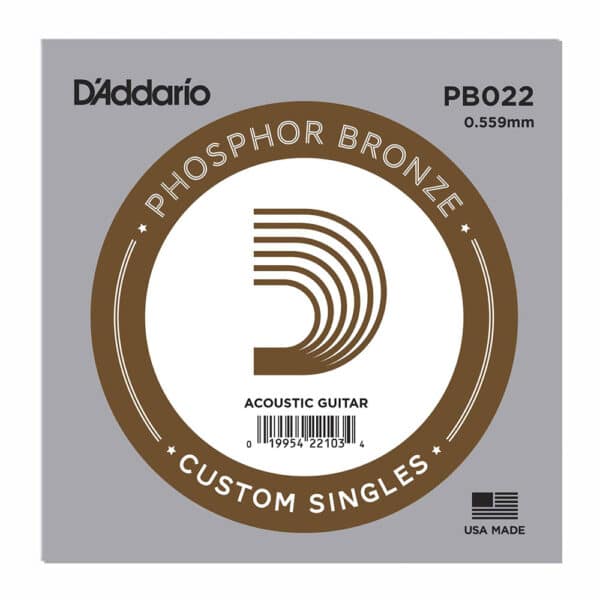 מיתר בודד לגיטרה אקוסטית דדריו 0.22 - Daddario PB022 Phosphor Bronze Single