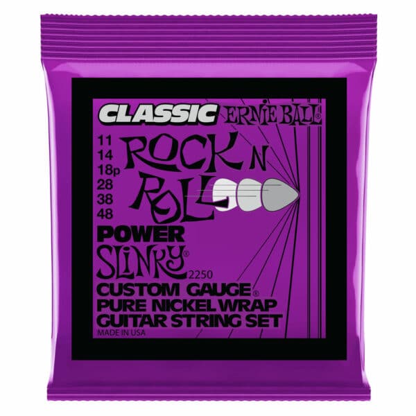 סט מיתרים לגיטרה חשמלית ארני בול 11-48 - Ernie Ball Power Slinky 2250 Classic Rock n Roll Pure Nickel Wrap Electric Guitar Strings