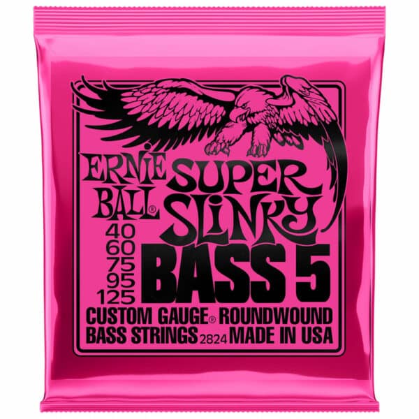סט מיתרים לגיטרה בס 5 מיתרים ארני בול 40-125 -  Ernie Ball Super Slinky 5-String 2824 Nickel Wound Bass Guitar Strings
