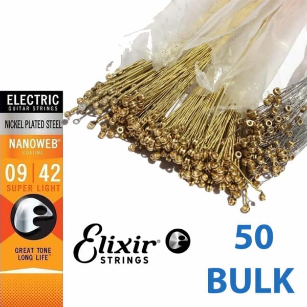 מיתרים לגיטרה חשמלית אליקסיר מארז 50 סטים - ELIXIR 12004 Electric NANOWEB® Coated strings 50Pack - 09-42
