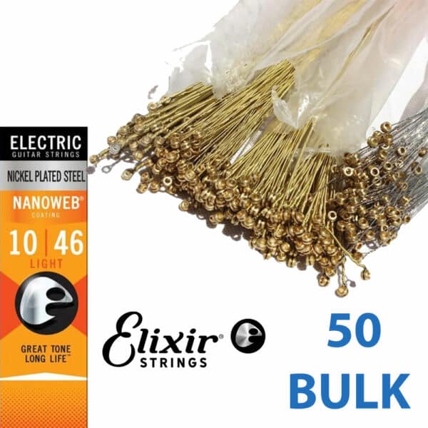 מיתרים לגיטרה חשמלית אליקסיר מארז 50 סטים - ELIXIR 12054 Electric NANOWEB® Coated strings 50Pack - 10-46