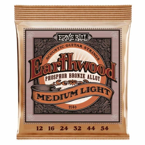 סט מיתרים לגיטרה אקוסטית ארני בול 12-54 -  Ernie Ball Medium Light Earthwood Phosphor Bronze 2146 Acoustic Guitar Strings