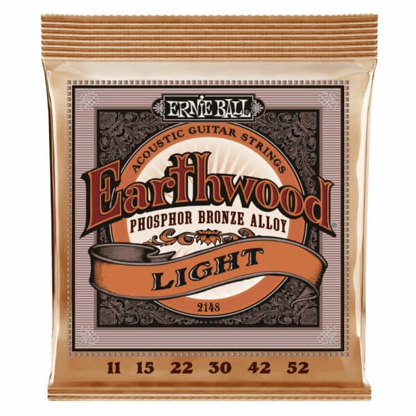סט מיתרים לגיטרה אקוסטית ארני בול 11-52 -  Ernie Ball Light Earthwood Phosphor Bronze 2148 Acoustic Guitar Strings