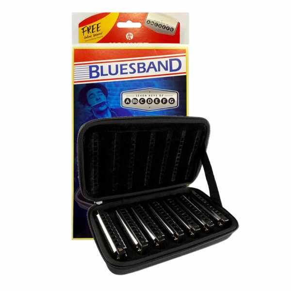 מארז 7 מפוחיות הונר בלוז בנד סול,לה,סי במול,סול,רה,מי,פה - Hohner M1501/7 Diatonic Harmonica 7-PACK Set Blues Band in C,G,A