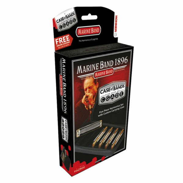 מארז 5 מפוחיות הונר מרין בנד דו,רה,מי,סול,לה - Hohner M18965XP Diatonic Harmonica 5-PACK Set Marine Band 1896 in C,D,E,G,A