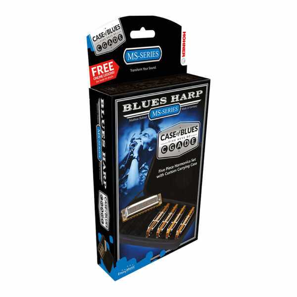 מארז 3 מפוחיות הונר בלוז הארפ דו,רה,מי,סול,לה - Hohner M53305PP Diatonic Harmonica 5-PACK Set Blues Band in C,D,E,G,A