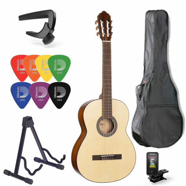 חבילת גיטרה קלאסית קורט + נרתיק, קאפו ומפרטים - CLASSIC BUNDLE Cort AC100